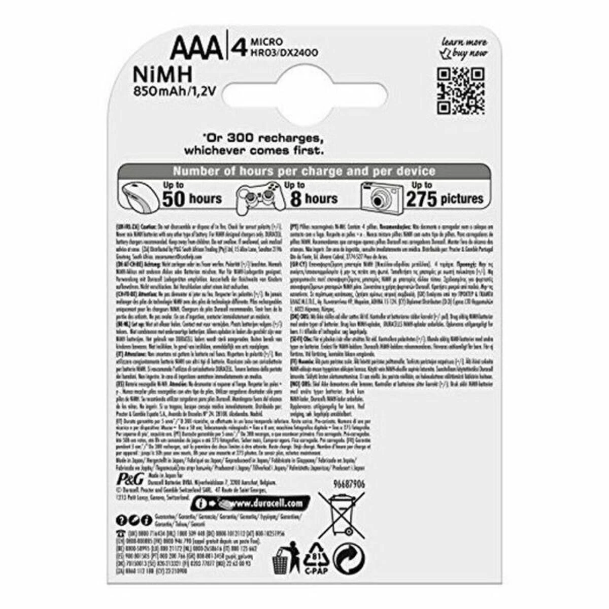 Duracell StayCharged AAA (4pcs) Įkraunama baterija Nikelio-metalo hidridas (NiMH)