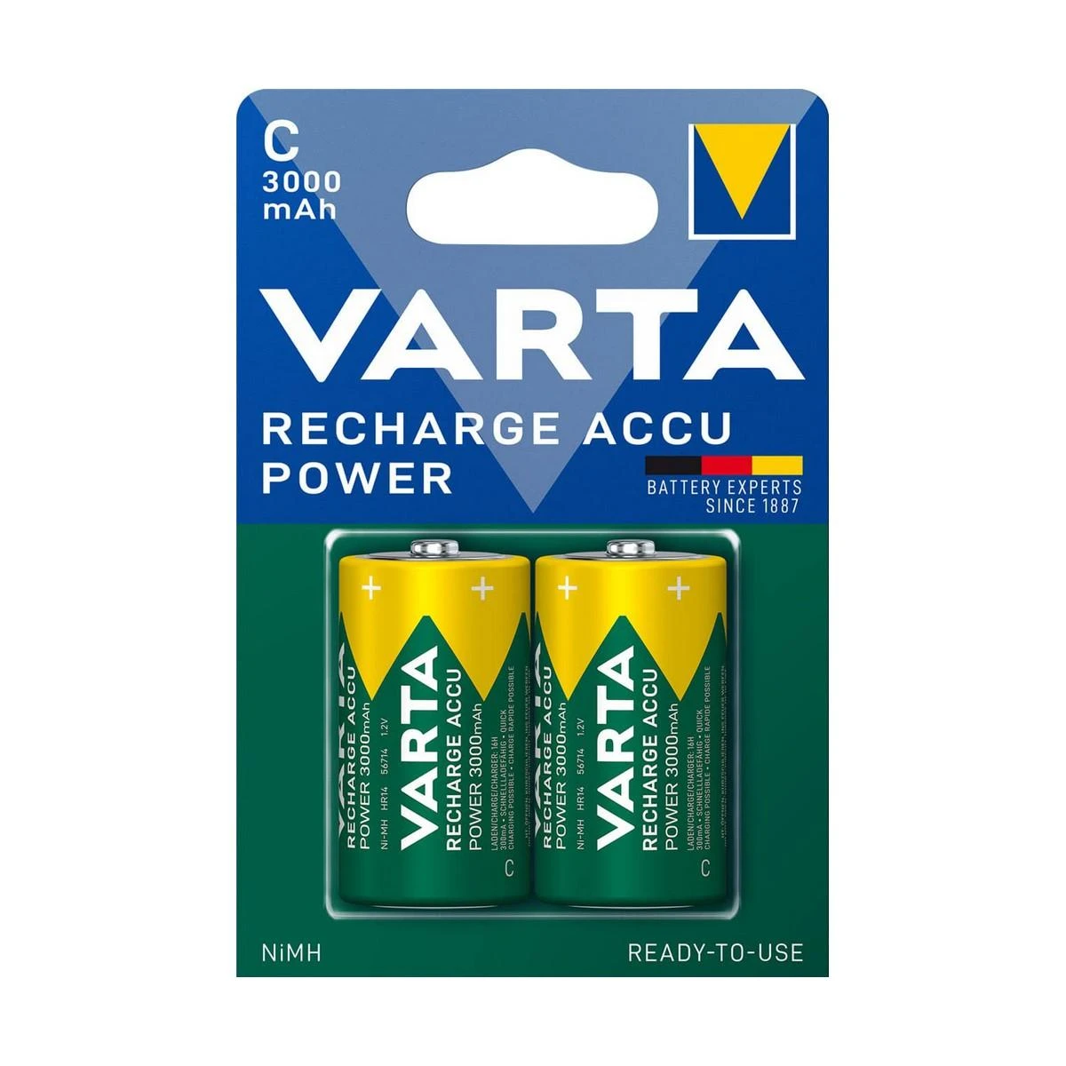 1x2 Varta įkraunamas Accu C Ready2Use NiMH Baby 3000 mAh