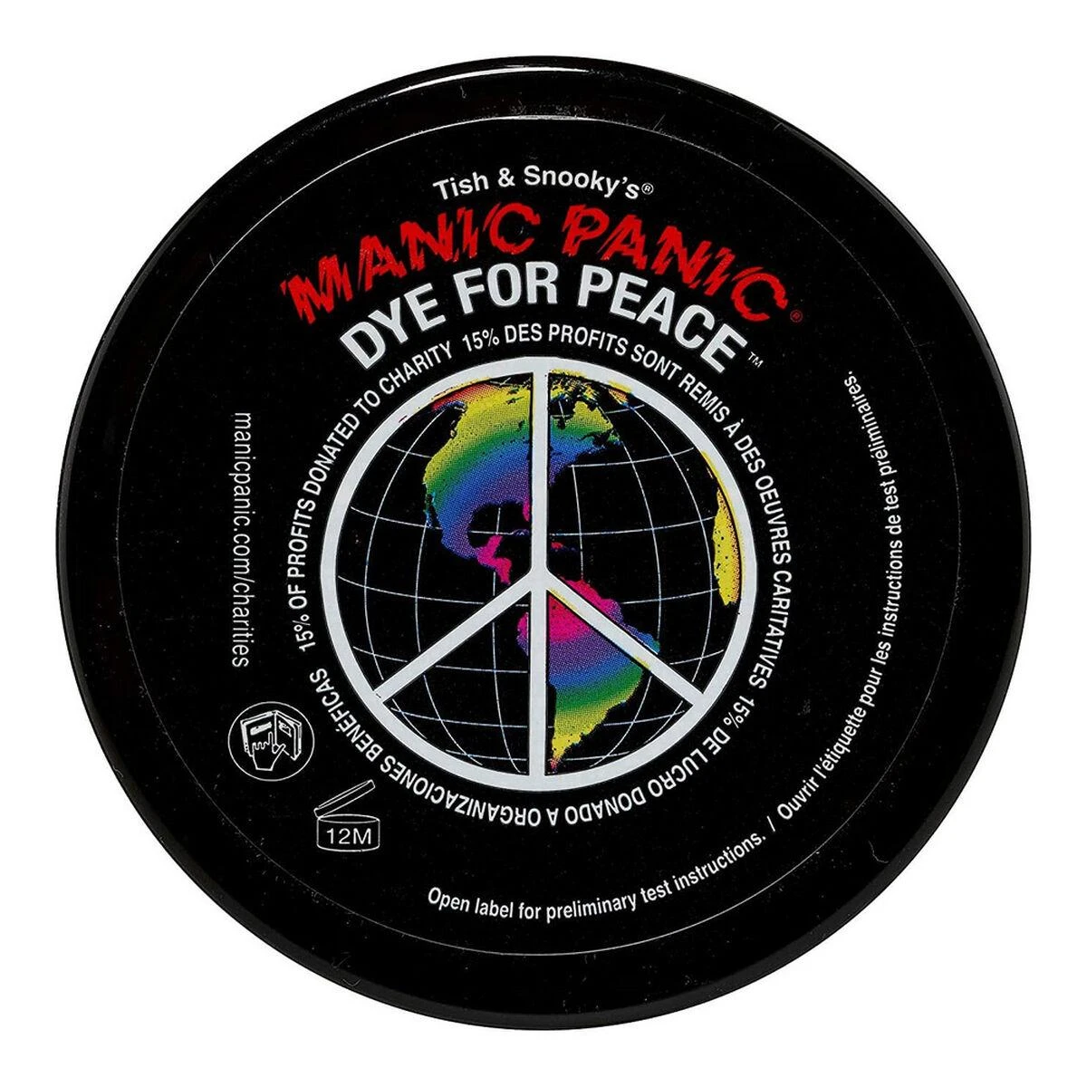 Manic Panic plaukų dažų indelio dangtelis su taikos ženklu