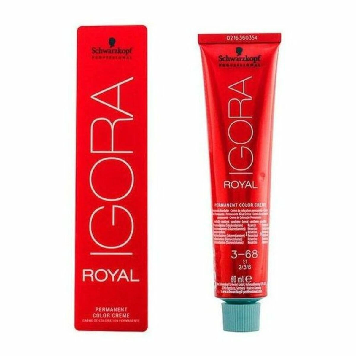 Schwarzkopf Igora Royal 3-68 plaukų dažų tūtelė su pakuote