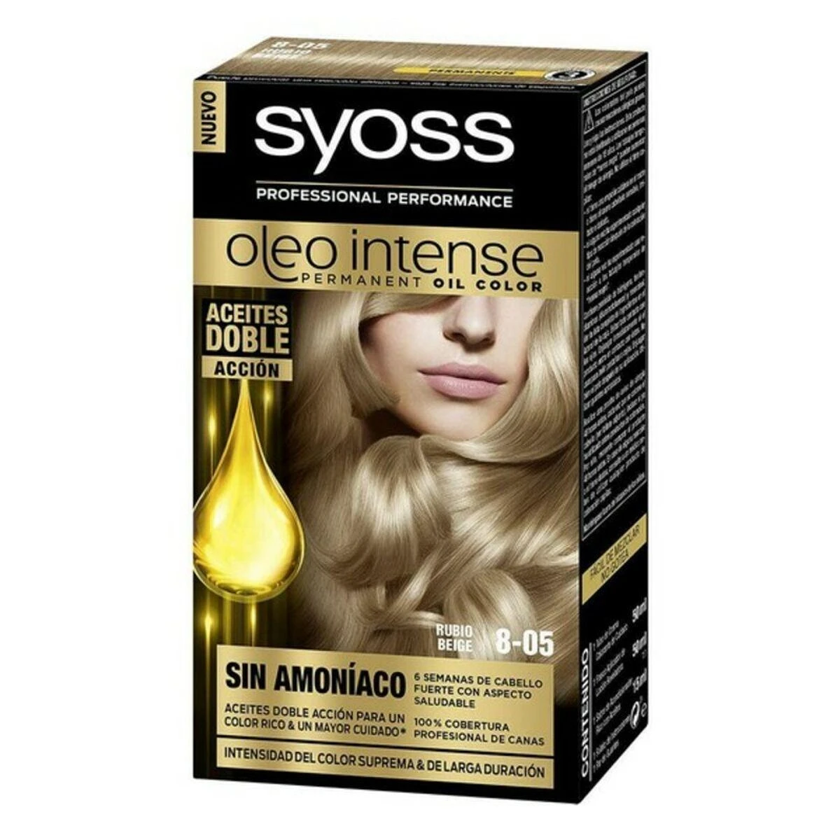 "Syoss Oleo Intense" ilgalaikiai permanentiniai plaukų dažai 8-05 smėlio spalvos blondinė