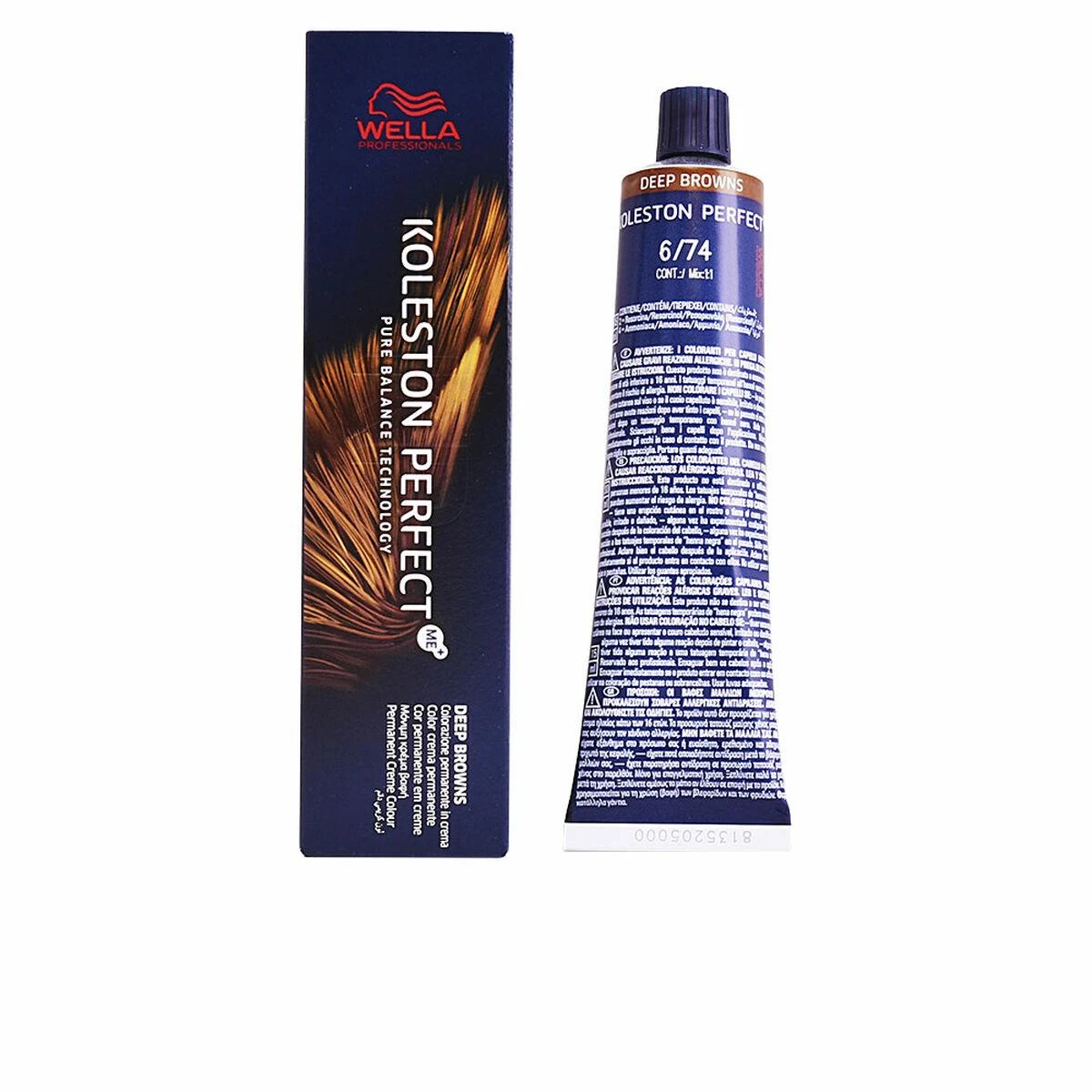 Wella Koleston Perfect 6/74 dažų tūbelė ir pakuotė