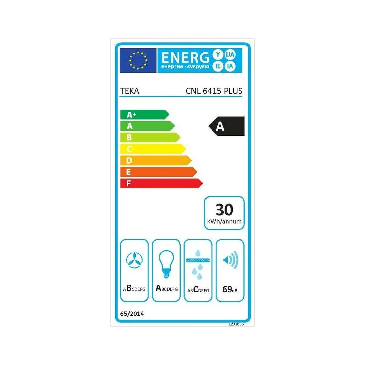 Teka CNL 6415 PLUS, 60 cm ištraukiamas gartraukis su ECOPOWER varikliu ir 5+1 greičiais, balta