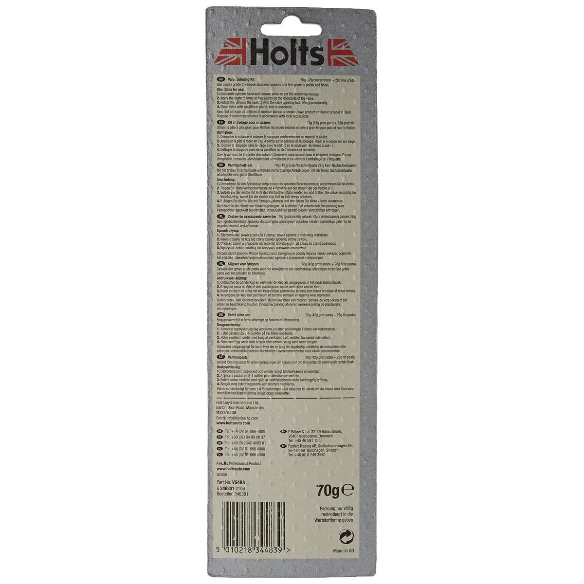 HOLTS Vožtuvų šlifavimo pasta 70g