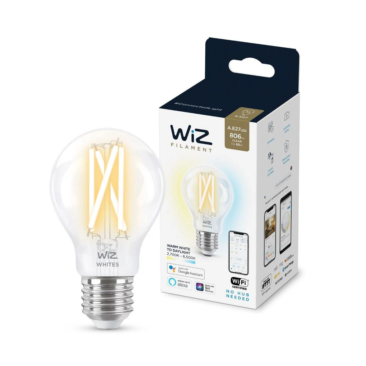 WIZ Kintamoji balta prijungta lemputė E27 60W