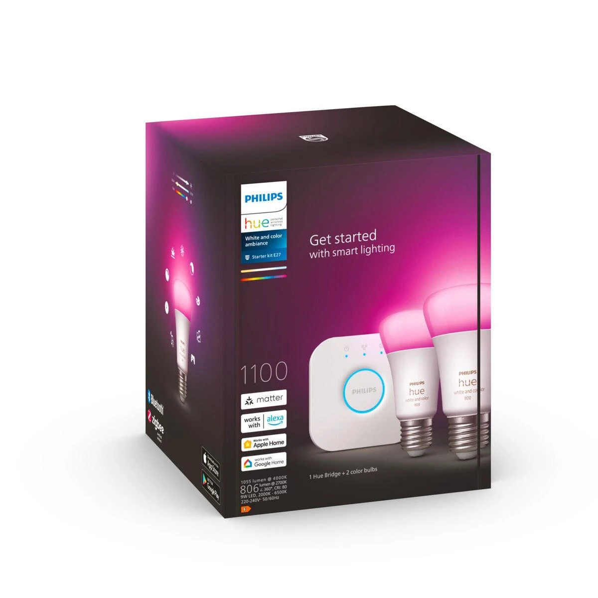Philips „Hue White and color ambiance“ Pradinis rinkinys: 2 E27 išmaniosios lemputės (1100)