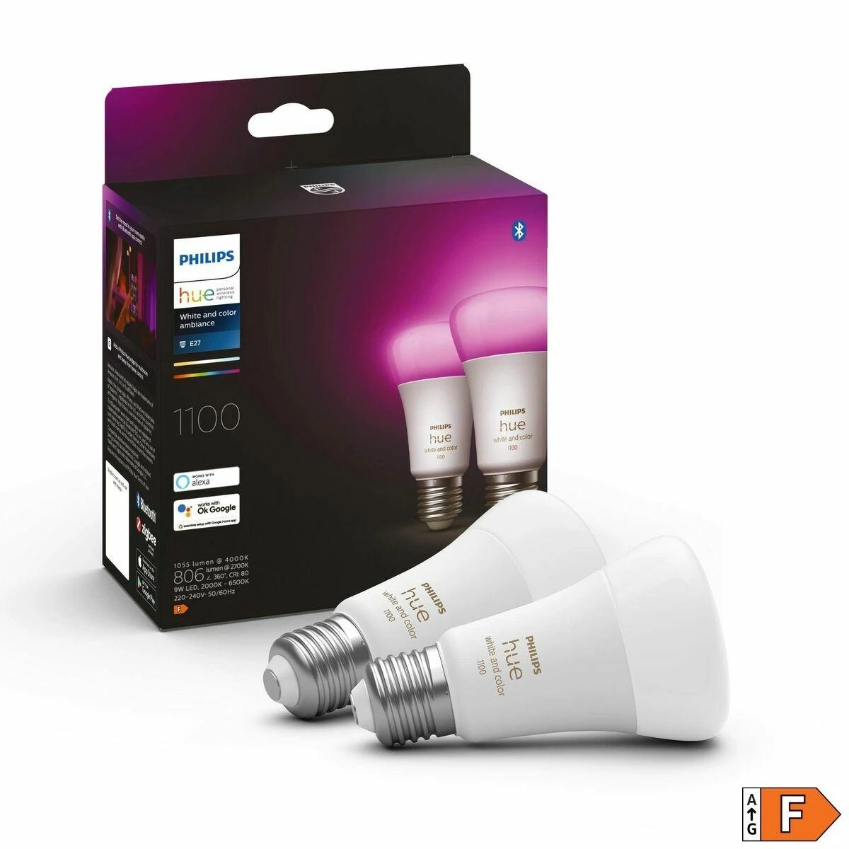 „Philips WCA 11W A60 E27“ 2 vnt. pakuotė | E27 | 11 W | Balta ir spalvota 2000K–6500K +16 milijonų spalvų | „Bluetooth“ ir „Zigbee“