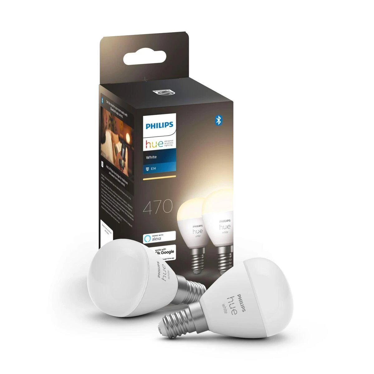 Philips Hue Lamp E14 5.7WW BT rutulinis 2 pak