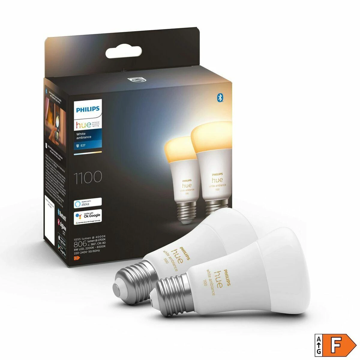 „Philips WA 11W A60 E27“ 2 vnt. pakuotė | E27 | 11 W | Nuo šiltos iki vėsios, balta 2200K–6500K | „Bluetooth“ ir „Zigbee“