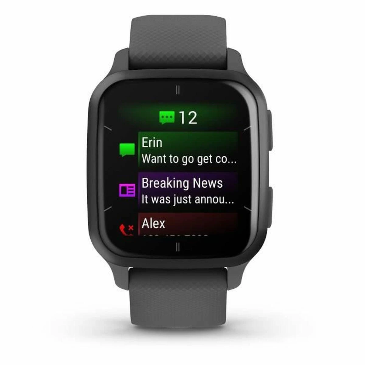 Išmanusis laikrodis Garmin Venu® Sq 2 Skalūnų spalvos aliuminio apvadas su šešėlio pilkos spalvos korpusu ir silikoniniu dirželiu