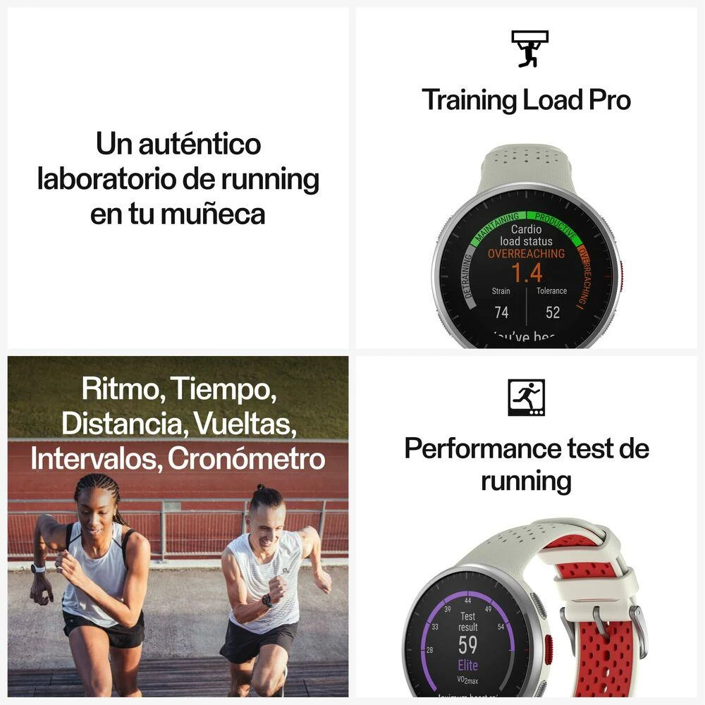 Išmanusis laikrodis Polar Pacer Pro, S/L dydždio, Balta spalvos su baltai raudonu silikoniniu dirželiu