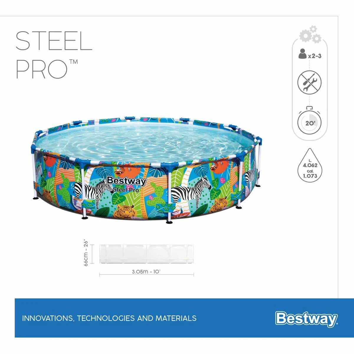 BESTWAY baseinas 3.05m x 66cm, 56985