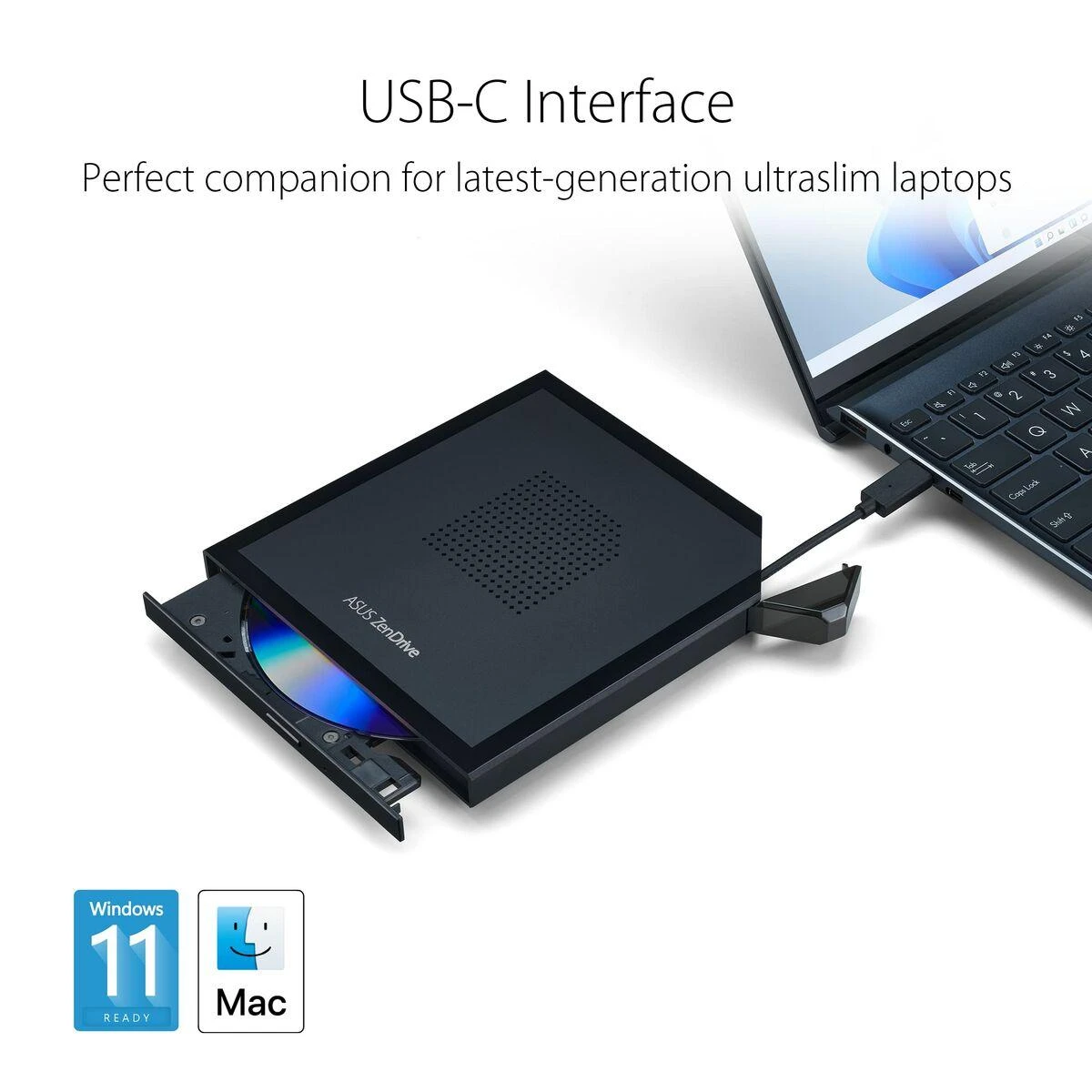 Asus | ZenDrive V1M DVD įrašymo įrenginys (SDRW-08V1M-U) | Sąsaja USB Type-C | DVD±RW | CD skaitymo greitis 24 x | CD įrašymo greitis 24 x | Juodas
