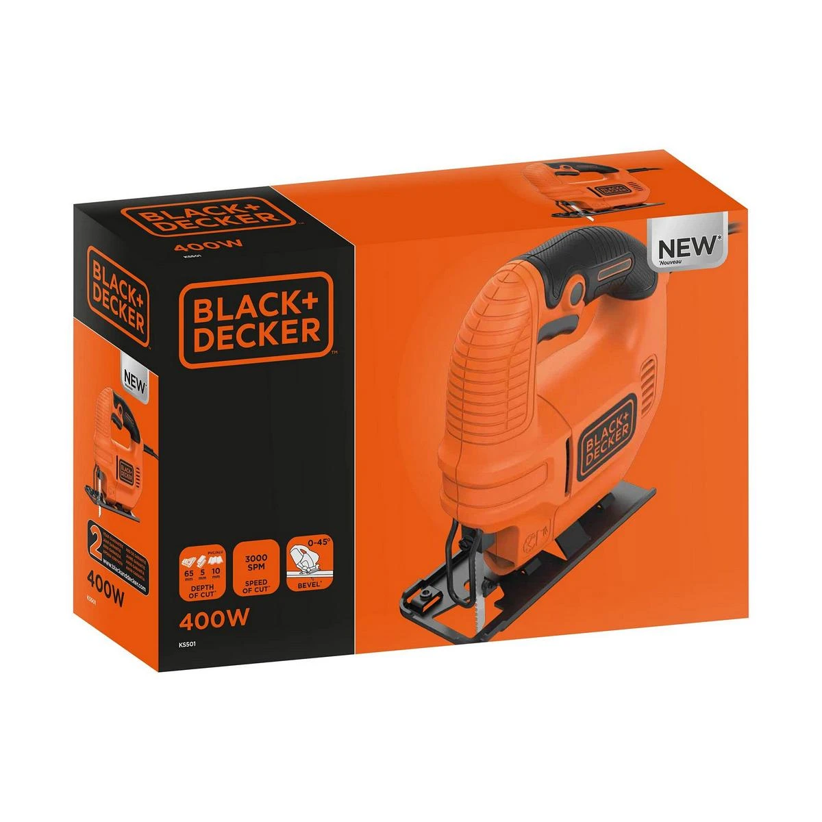 Black & Decker Juodas & Decker Siaurapjūklis KS501EK 65 mm 400W, Juodas & Decker