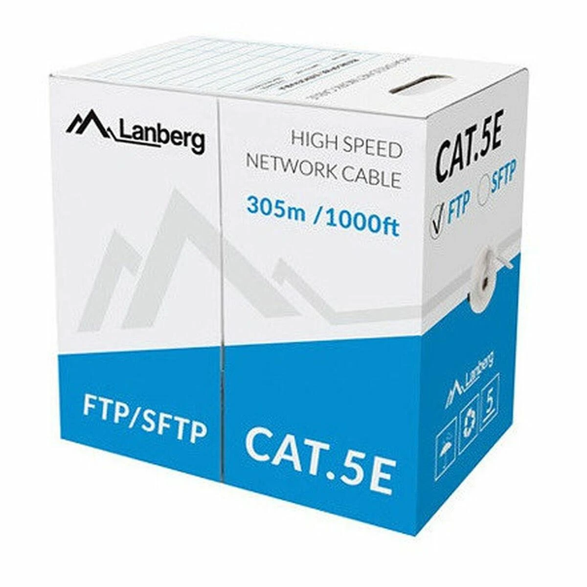 LANBERG LAN kabelis SFTP kat.5e 305m solid CU CPR fluke perduotas pilkas