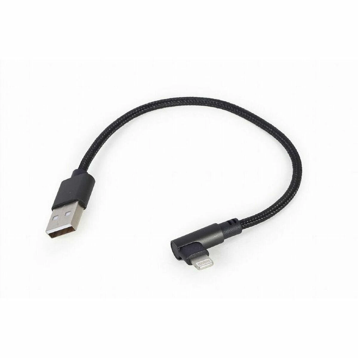 GEMBIRD CC-USB2-AMLML-0.2M kampinis 8 kontaktų USB įkrovimo-duomenų kabelis 0.2 m juodas