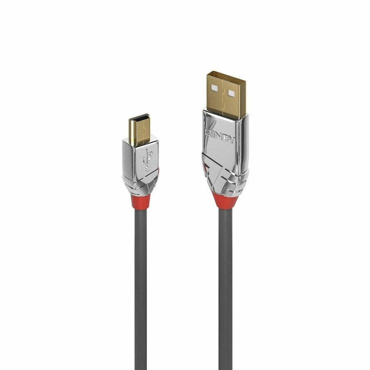 USB Kabelis - LINDY Cromo Line USB 2.0 Type A į Mini-B Laidas, M/M, 480Mbps, 5 m, Pilkas