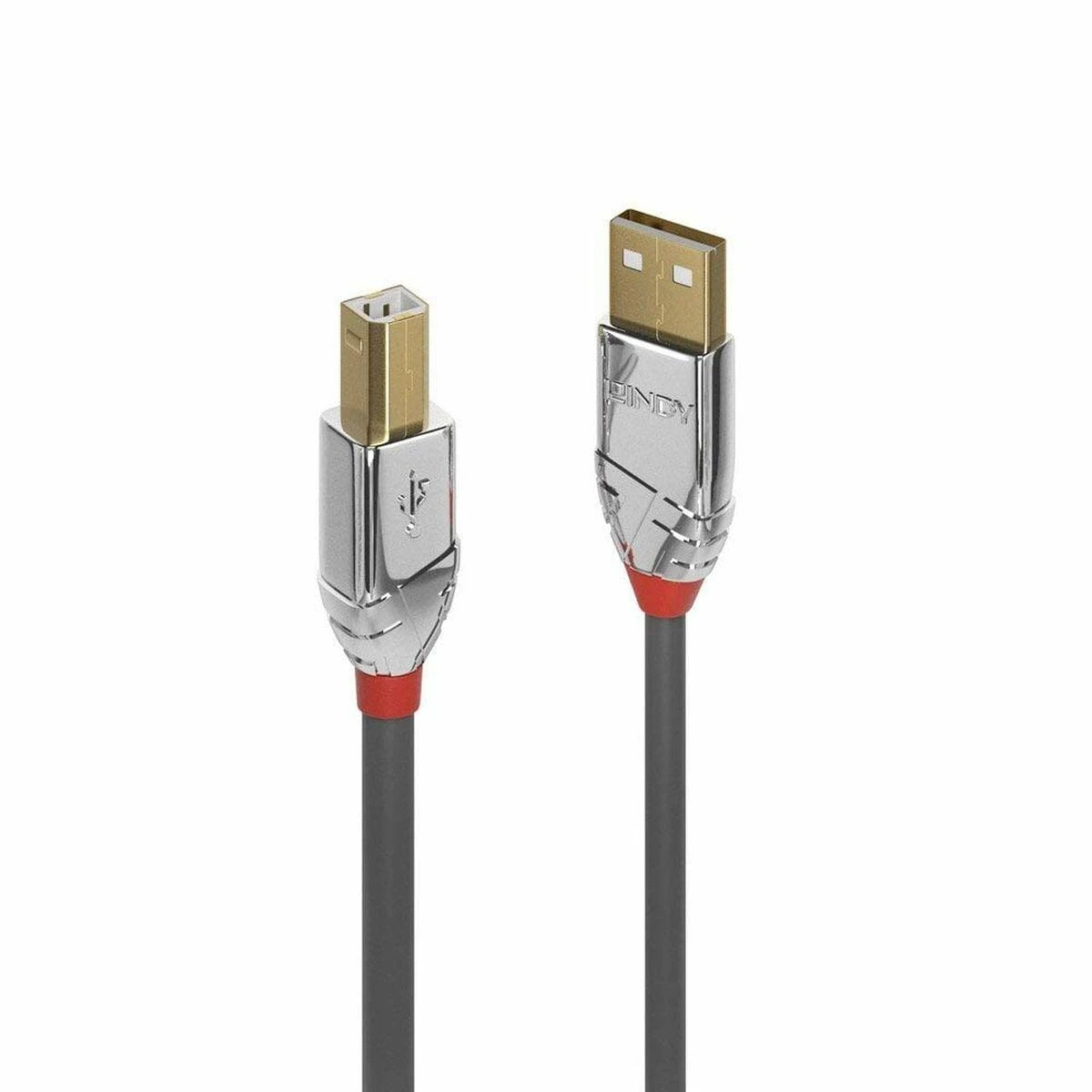 USB Kabelis - LINDY Cromo Line USB 2.0 Type A į B Laidas, M/M, 0.5 m, Pilkas
