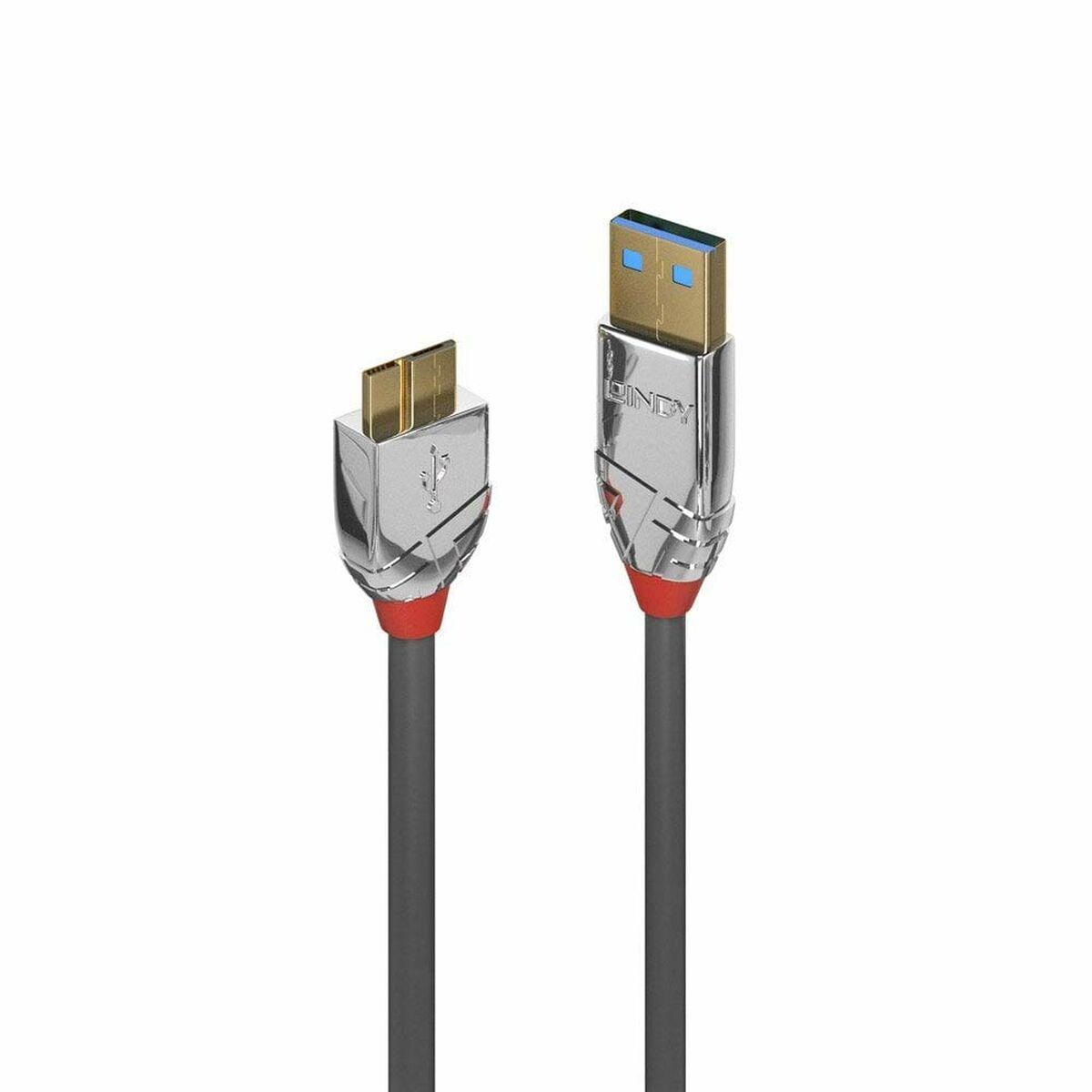 USB Laidas - LINDY Cromo Line USB 3.2 Type A į Micro-B Laidas, M/M, 5Gbps, 2 m, Pilkas
