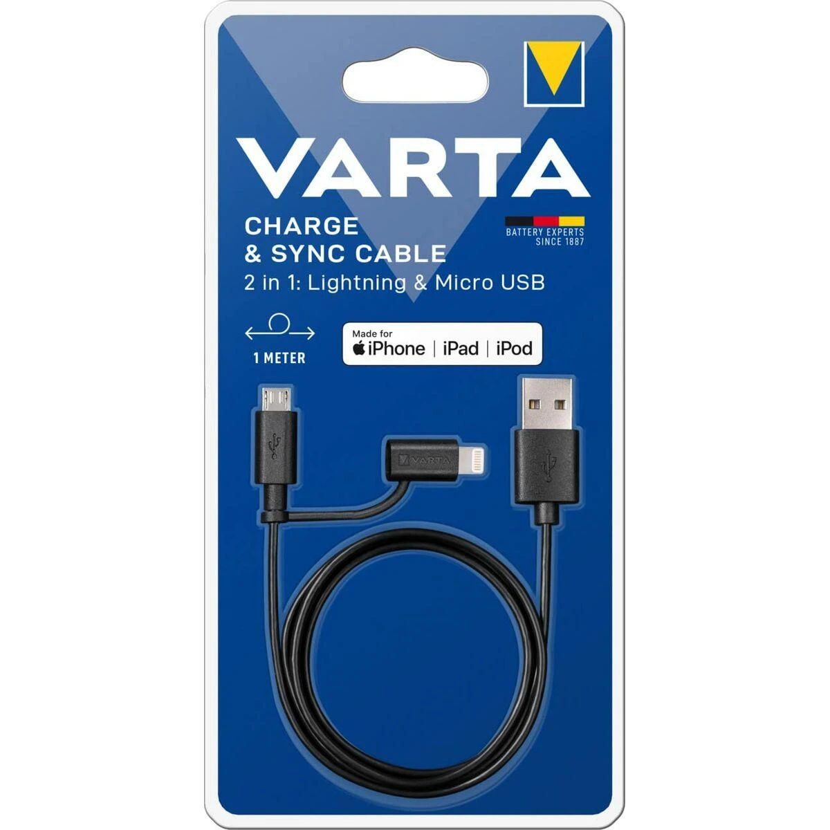 Varta Charge & sync laidas 2in1: Lightning & Micro USB 57943 laidas