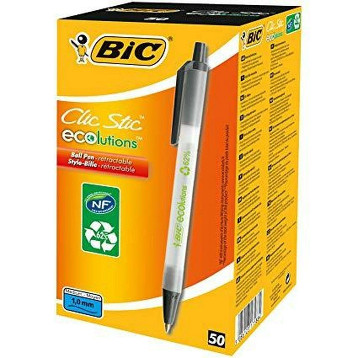 Bic Tušinukas Eco Clicstic 1.0 mm, juodas, pakuotėje 50 vnt. 175884