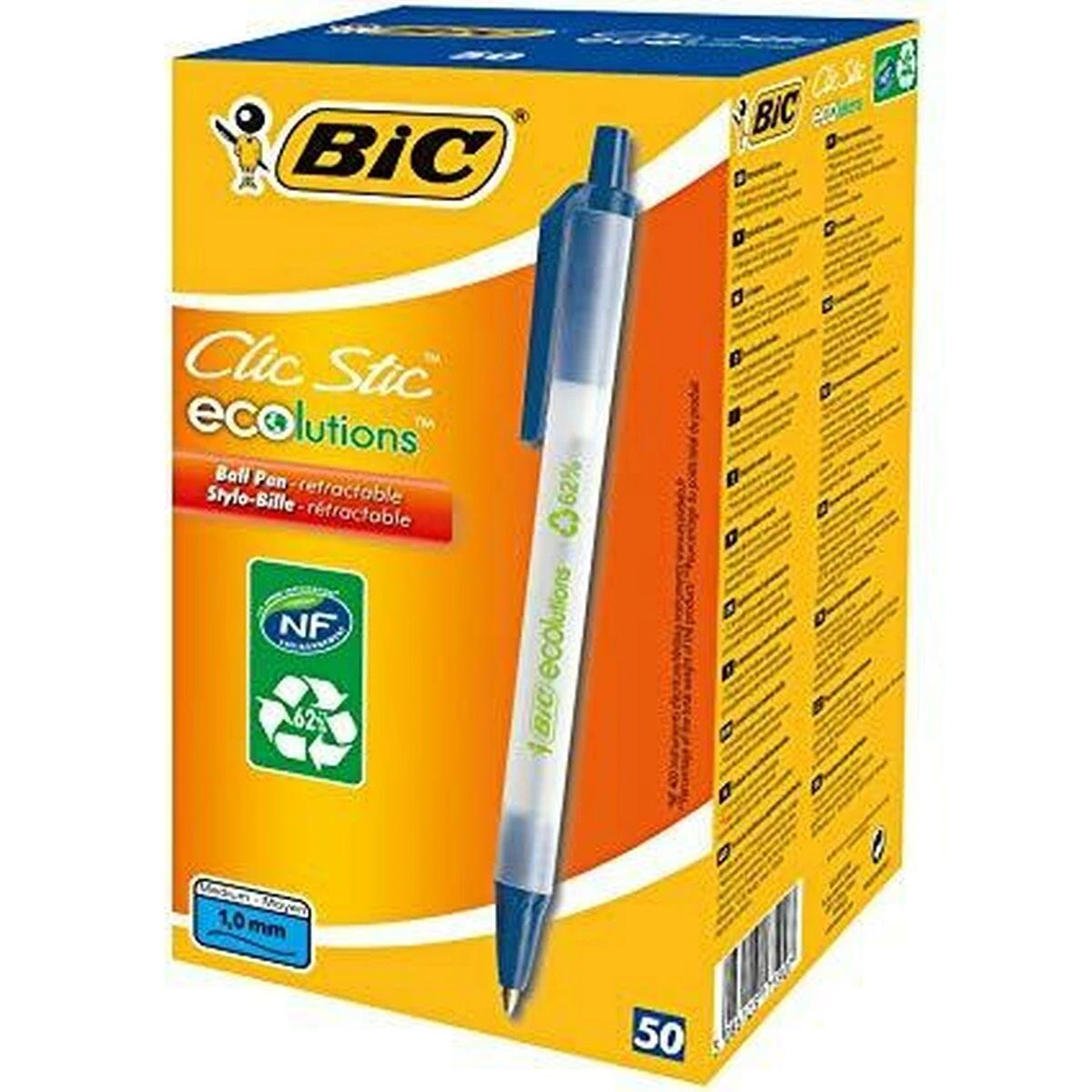 Bic Tušinukas Eco Clicstic 1.0 mm, mėlynas, pakuotėje 50 vnt. 175907
