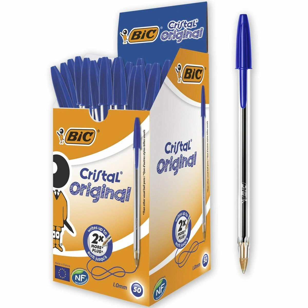 Bic Tušinukas Cristal 1.0 mm, mėlynas, pakuotėje 50 vnt. 129627