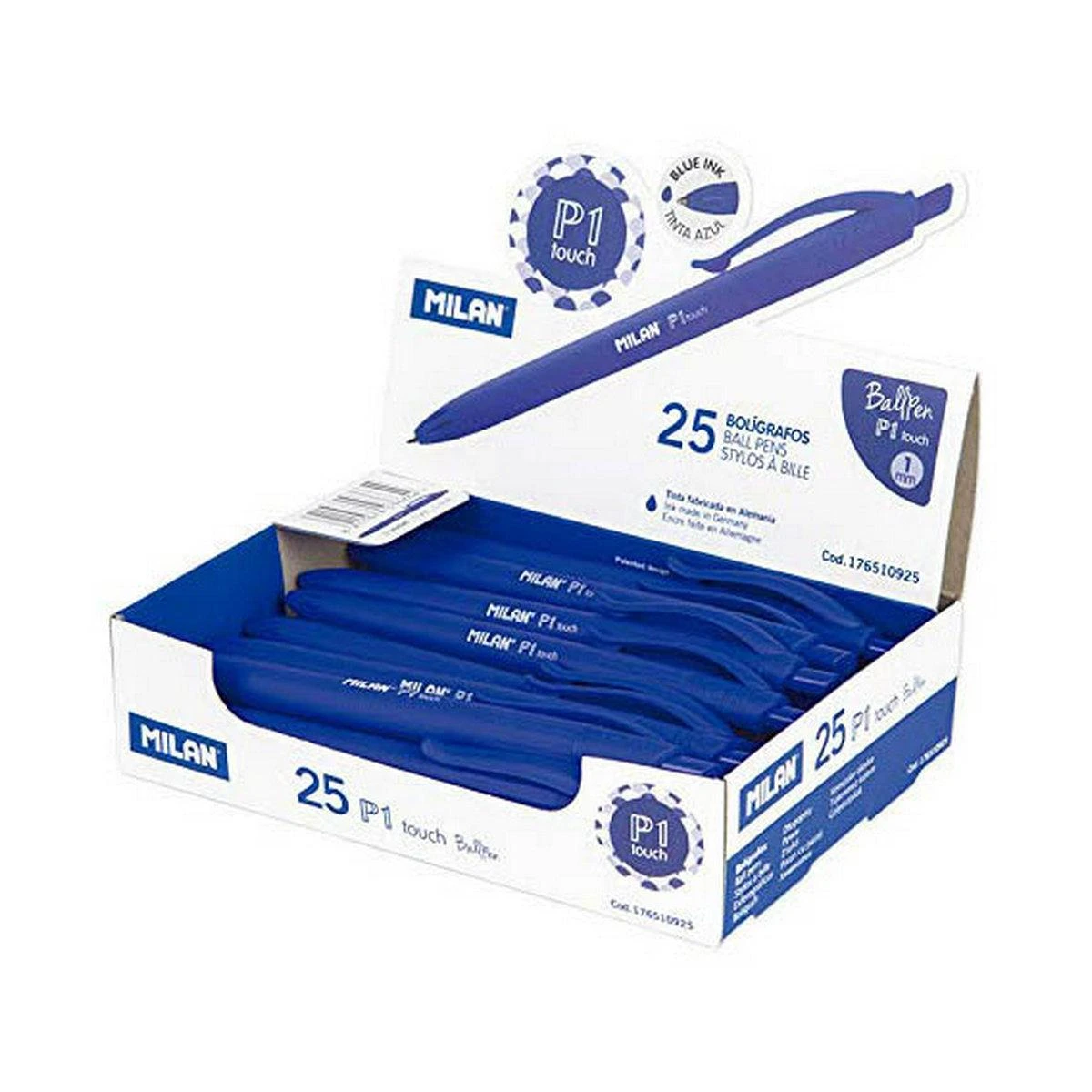 Rašikliai P1 Rubber Touch mėlyni 25 vnt. MILAN