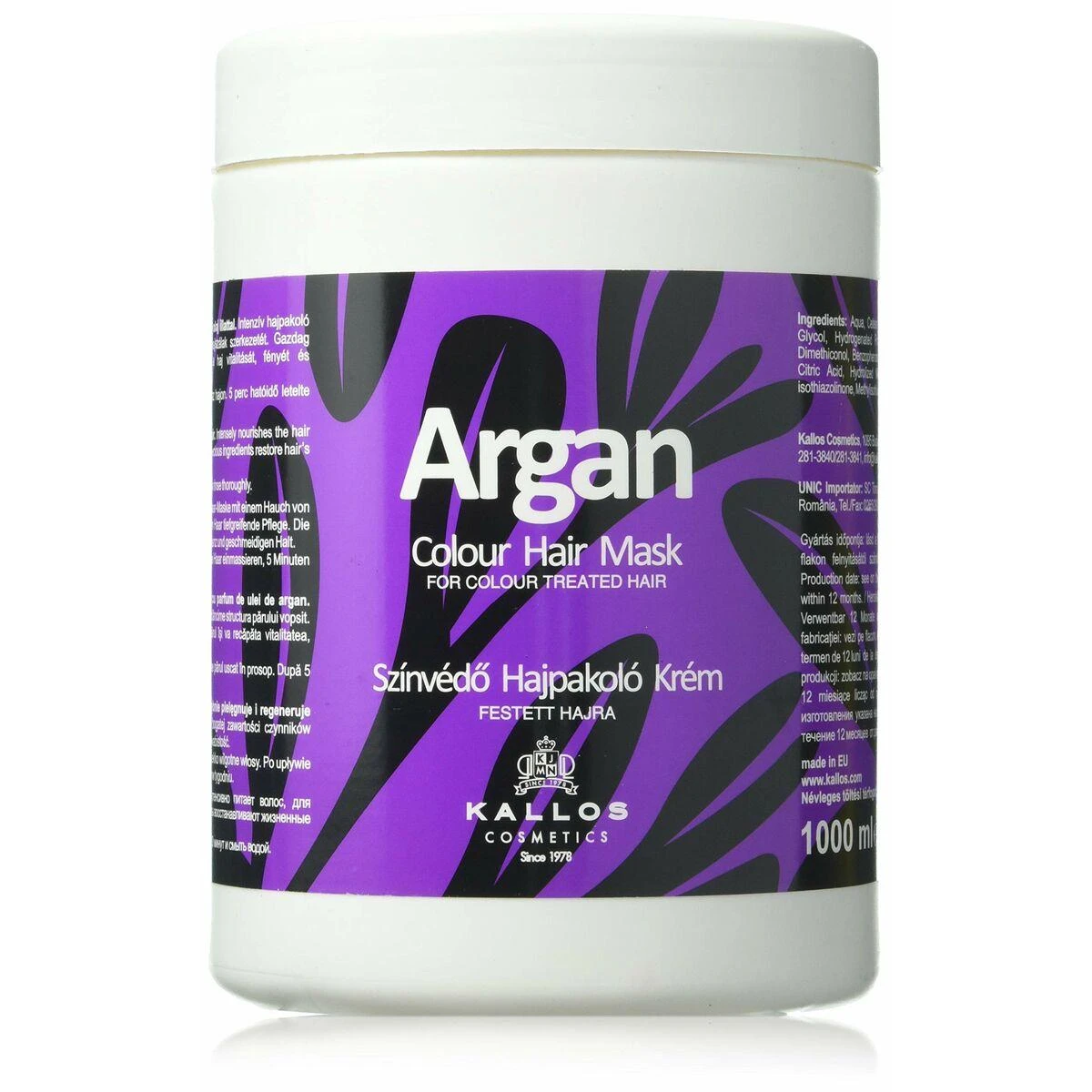Kaukė dažytiems plaukams Kallos Argan Colour Hair Mask 1000 ml