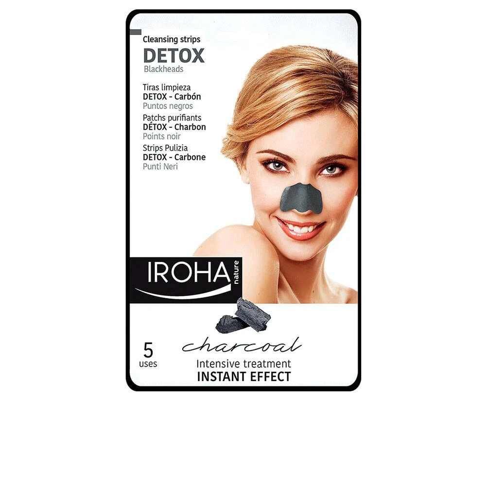 Giliai valančios nosies juostelės Iroha Nature Deeep Pore Cleansing Nose Strips SIN0, su anglimi, 5 vnt