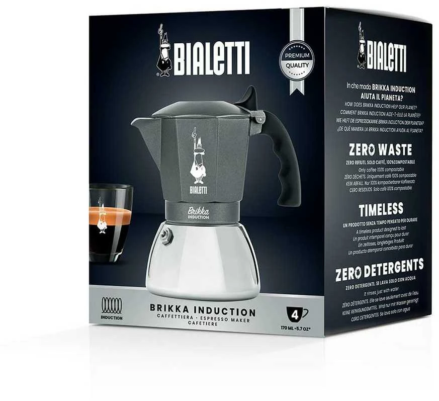 BIALETTI BRIKKA INDUCTION 4TZ 180 ml Anthracite, Sidabrinis