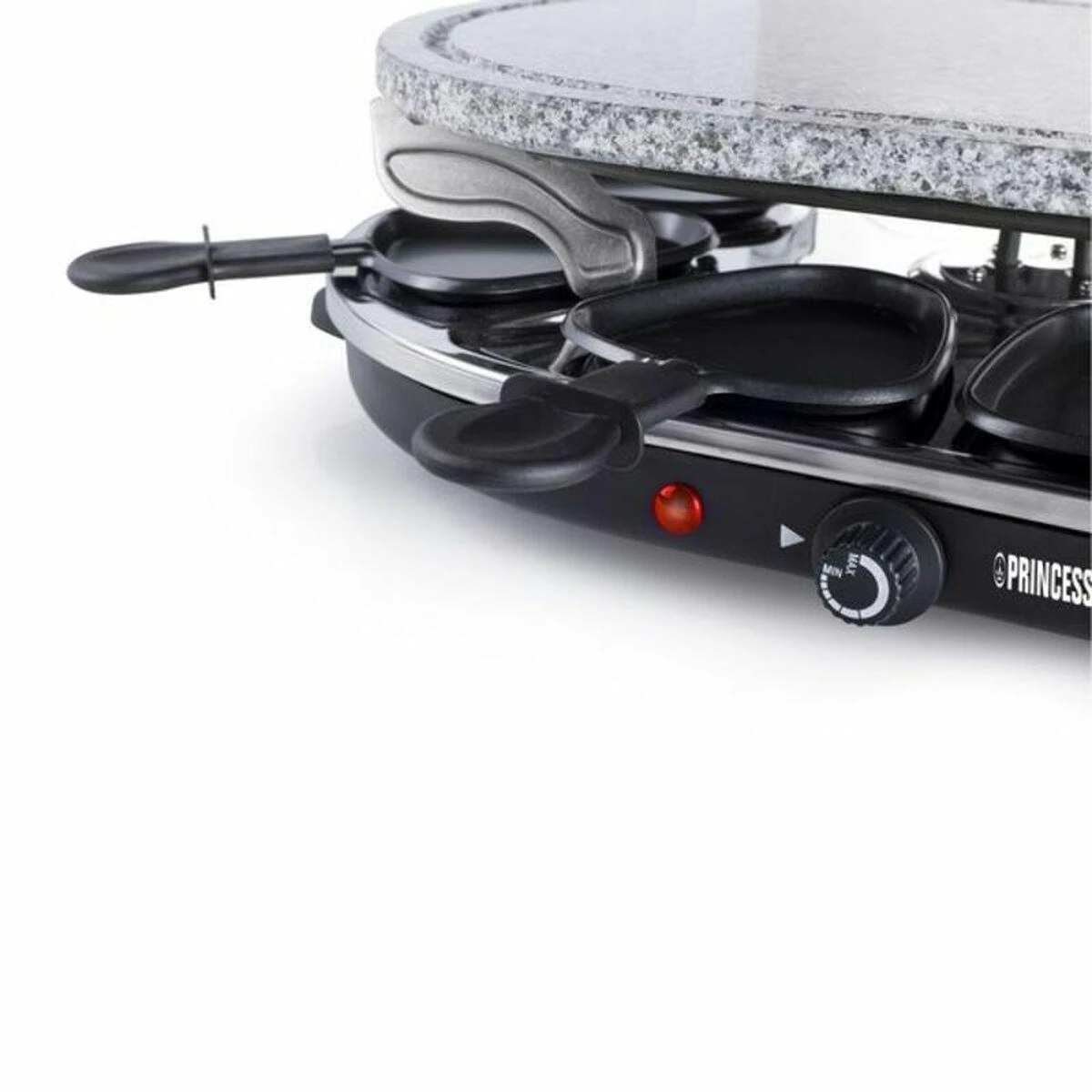 Princess 162720 „Raclette 8“ ovalo formos akmeninė kepsninė vakarėliams, 8 asmuo(-ys), juoda, ovalo formos, akmens, 430 x 300 mm, besisukanti