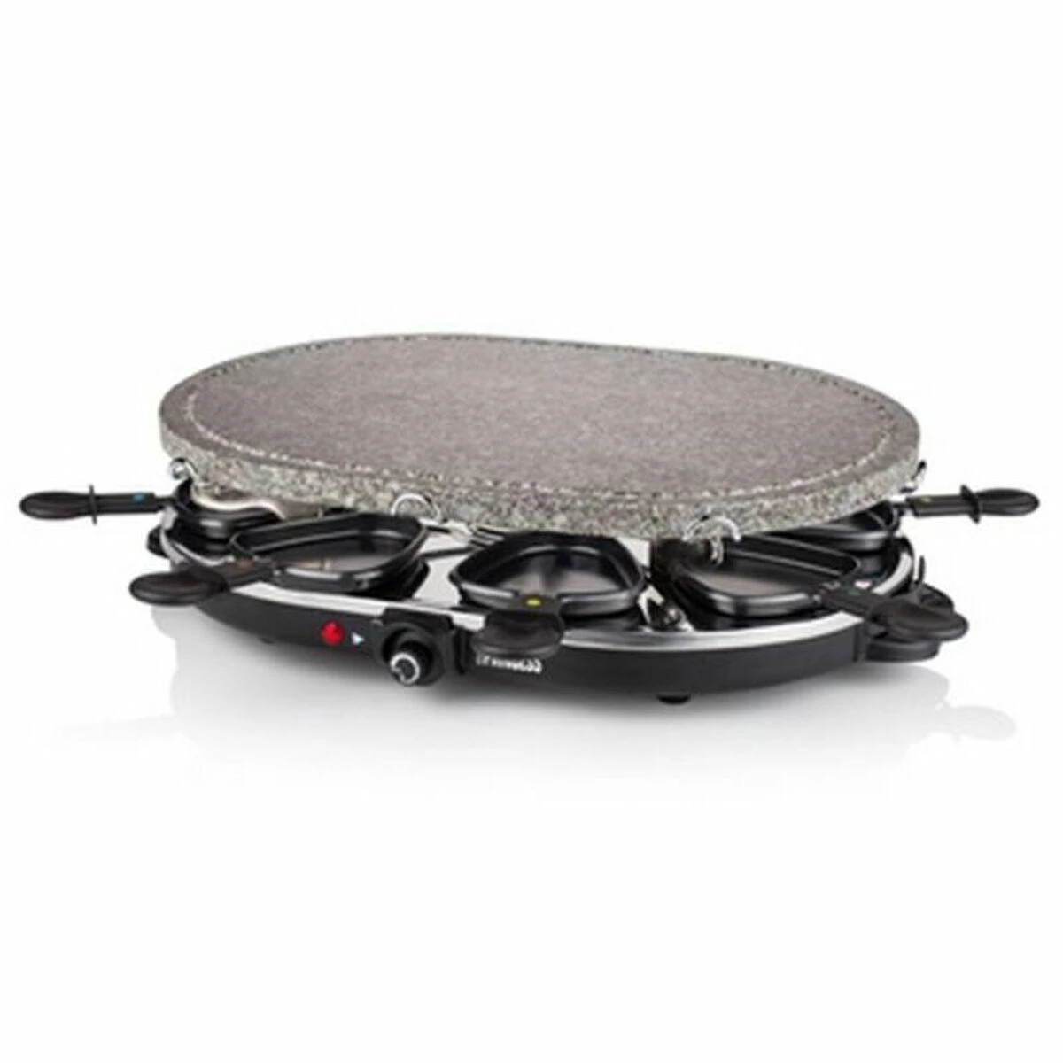 Princess 162720 „Raclette 8“ ovalo formos akmeninė kepsninė vakarėliams, 8 asmuo(-ys), juoda, ovalo formos, akmens, 430 x 300 mm, besisukanti