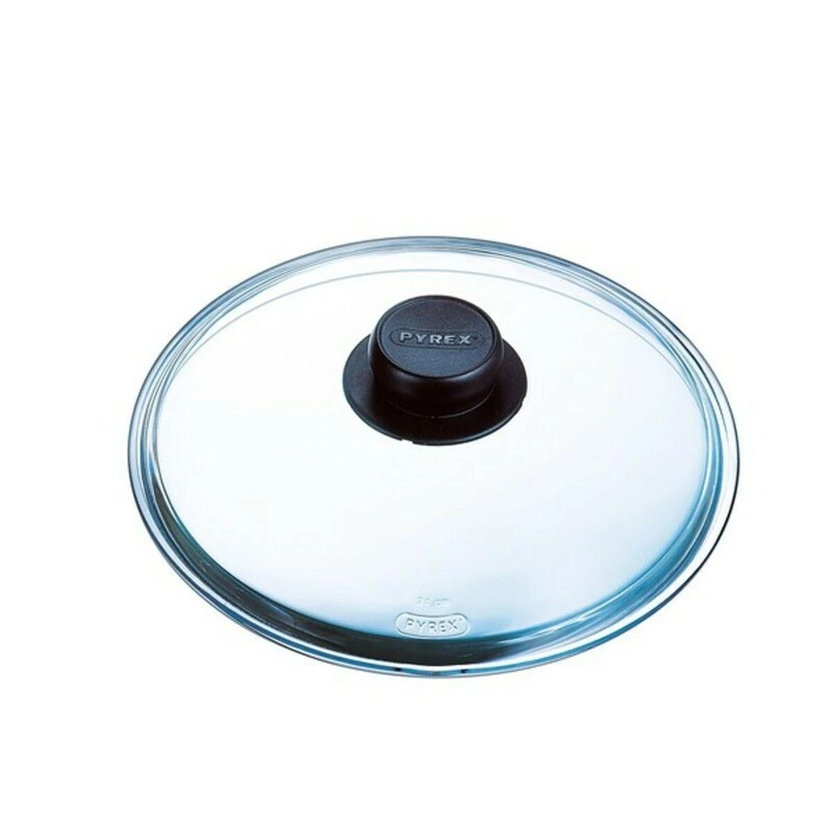 Pyrex stiklinis 28 cm dangtis su juoda rankenėle