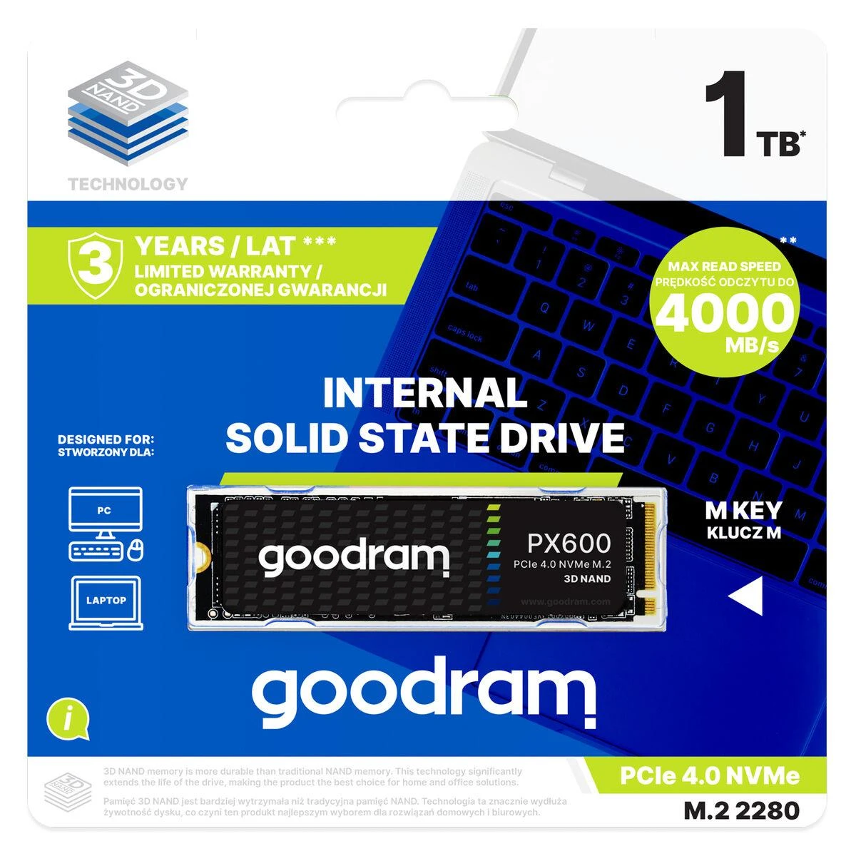 GOODRAM SSD PX600 1TB M.2 PCIe NVME gen. 4 x4 3D NAND