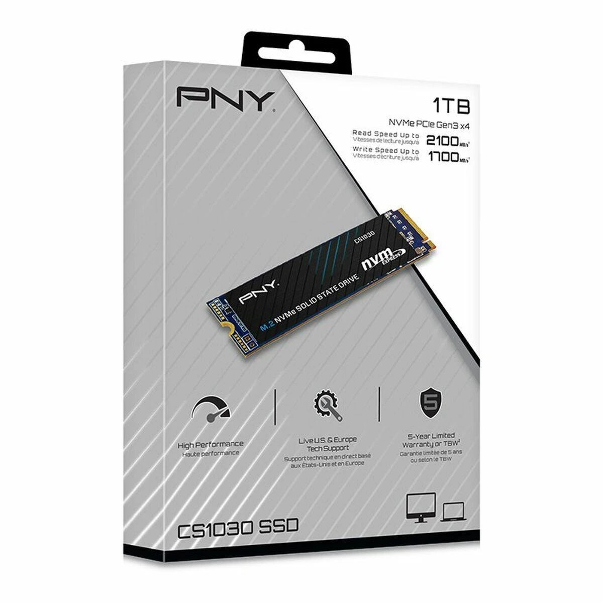 „Pny Technologies“ CS1030 1 TB M.2 PCI Express 3.0 NVMe 3D NAND diskas