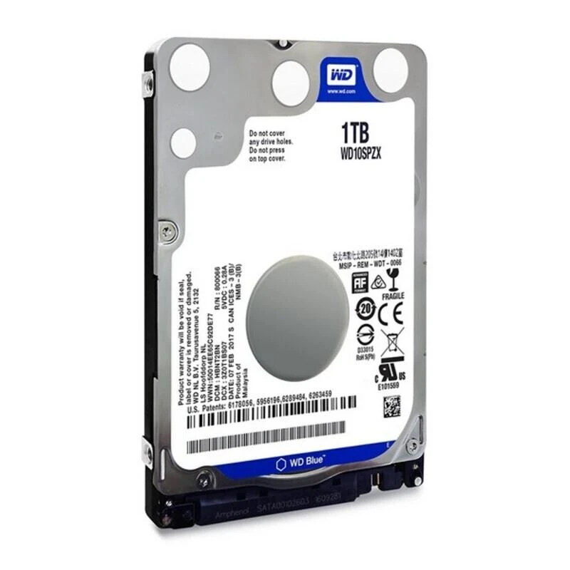 Sandisk WD Mėlyna Mobile 1TB HDD 5400rpm SATA serial ATA 6Gb/s 128MB cache 2,5inch 7mm Heigth RoHS compliant intern Bulk