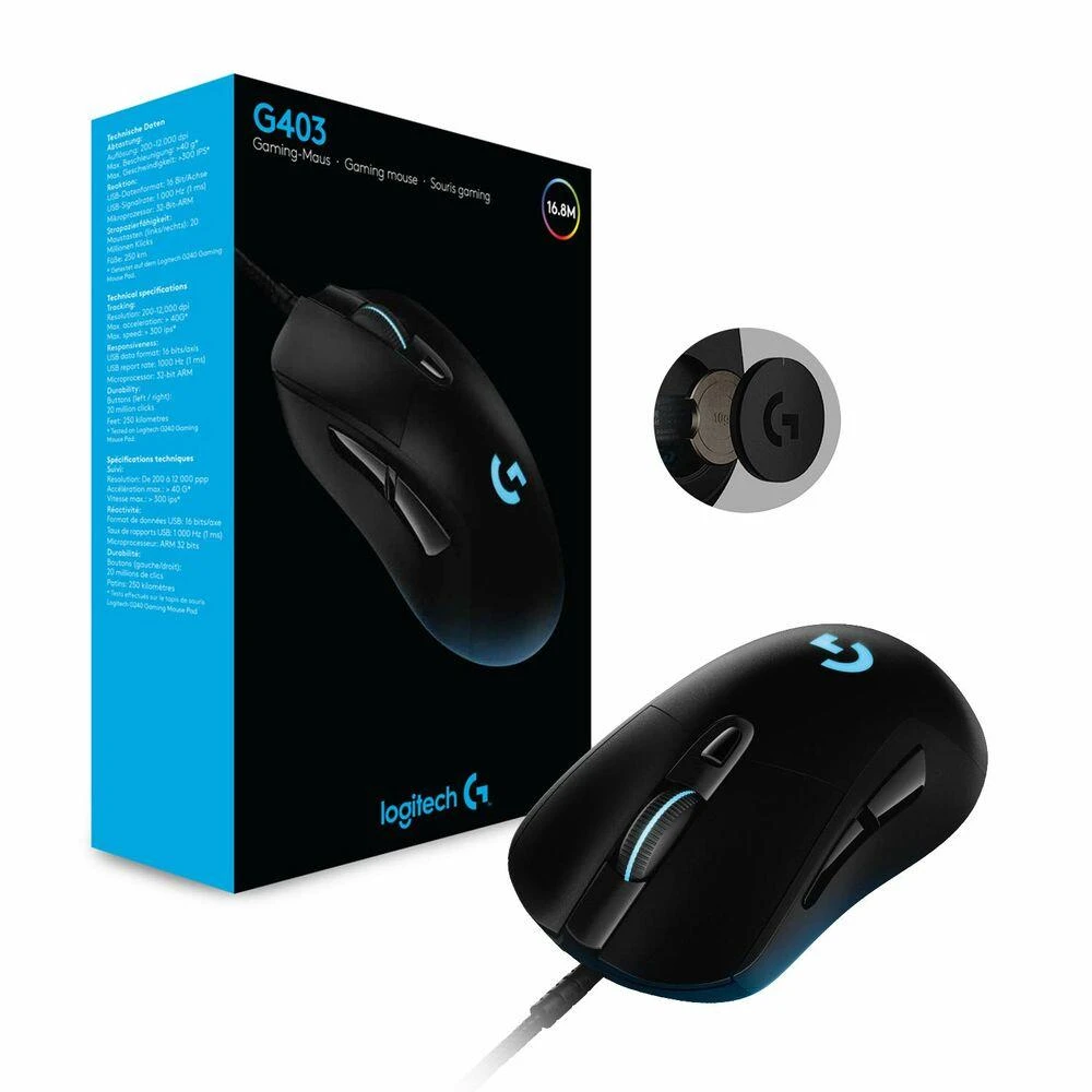 Laidinė pelė žaidimams Logitech G403 Hero, Lightsync RGB, Juodos spalvos