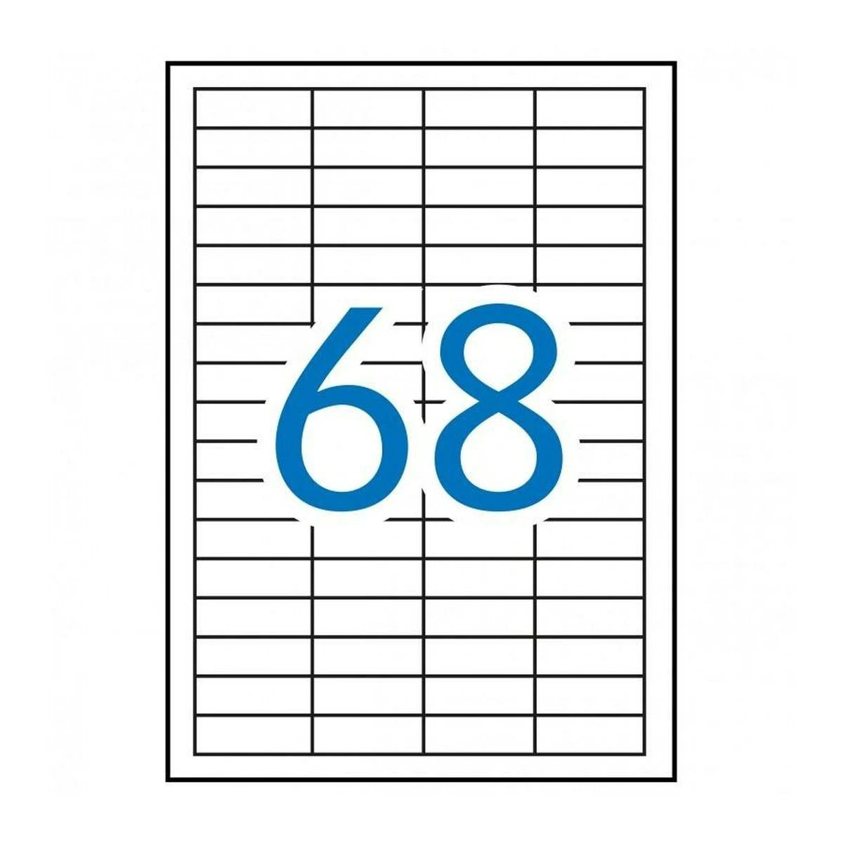 Lipnios etiketės Apli, A4, 48.5×16.9mm, 68 etiketės lape, 100 lapų, baltos spalvos