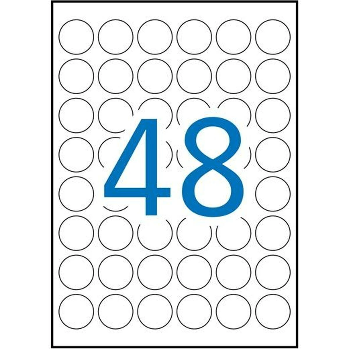 Apvalios lipnios etiketės Apli, A4, 30mm, 48 etiketės lape, 25 lapai, baltos spalvos