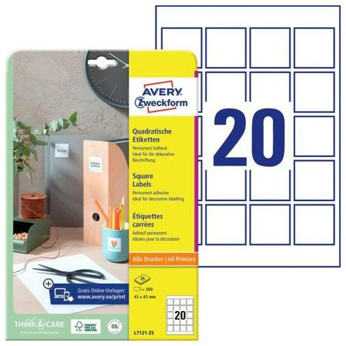 Avery Zweckform ETYK.ZF L7121-25 QR KODAI 45X45MM ETIKETĖ