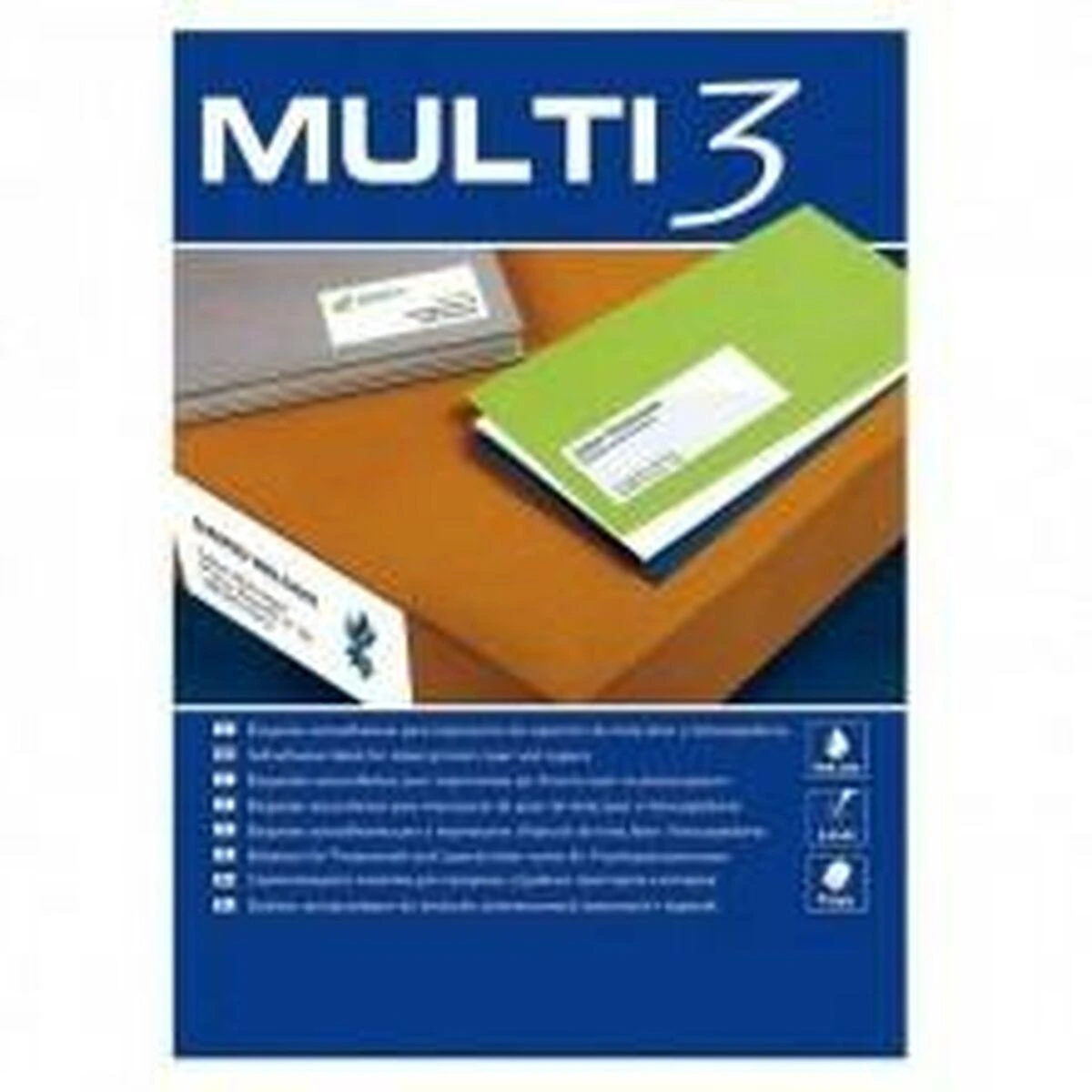 Lipnios etiketės Multi3 A4, 38×21.2mm, 65 etiketės lape, 100 lapų, baltos spalvos