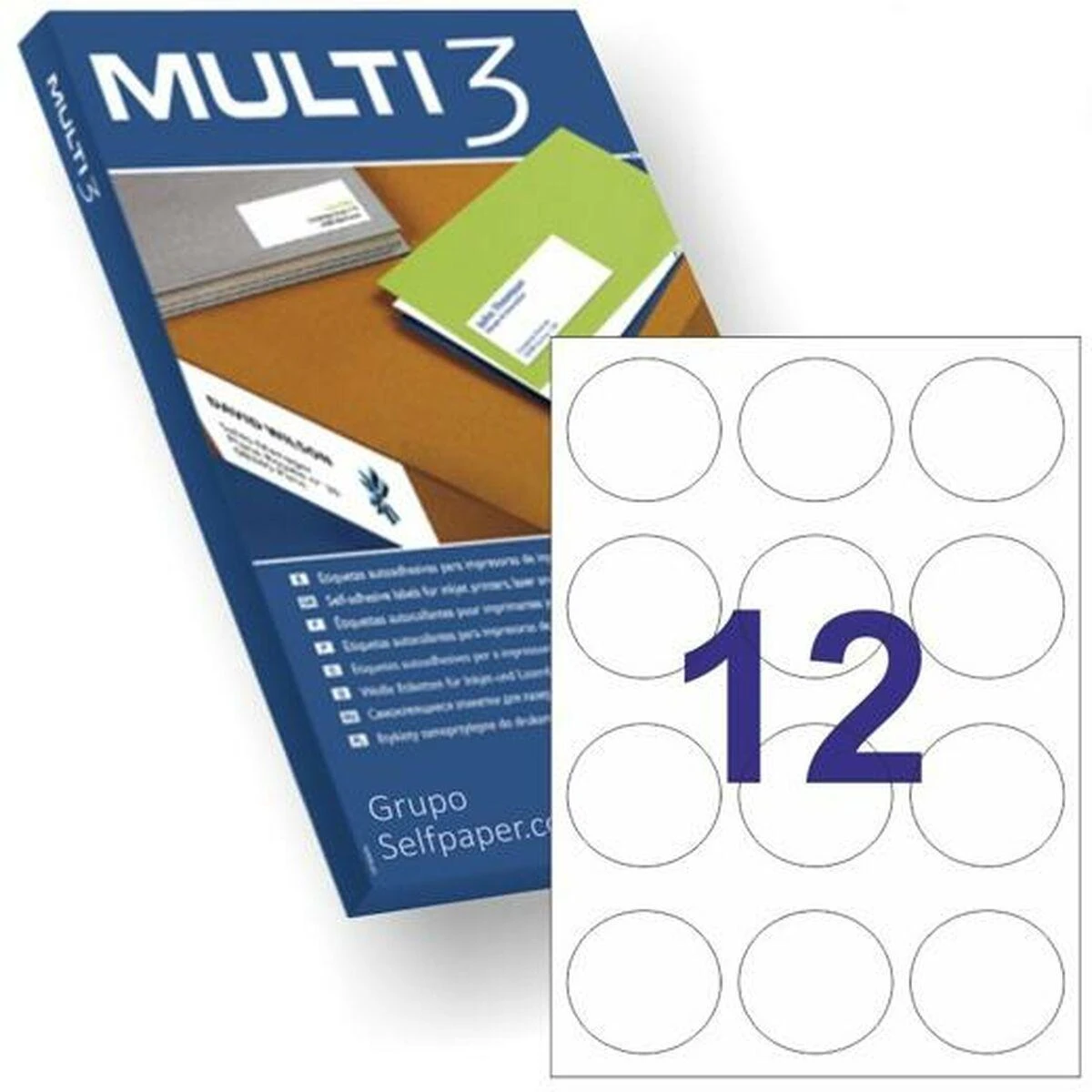 MULTI 3 Etykiety universalus MULTI 3, średnica 60mm, apvalus, balta
