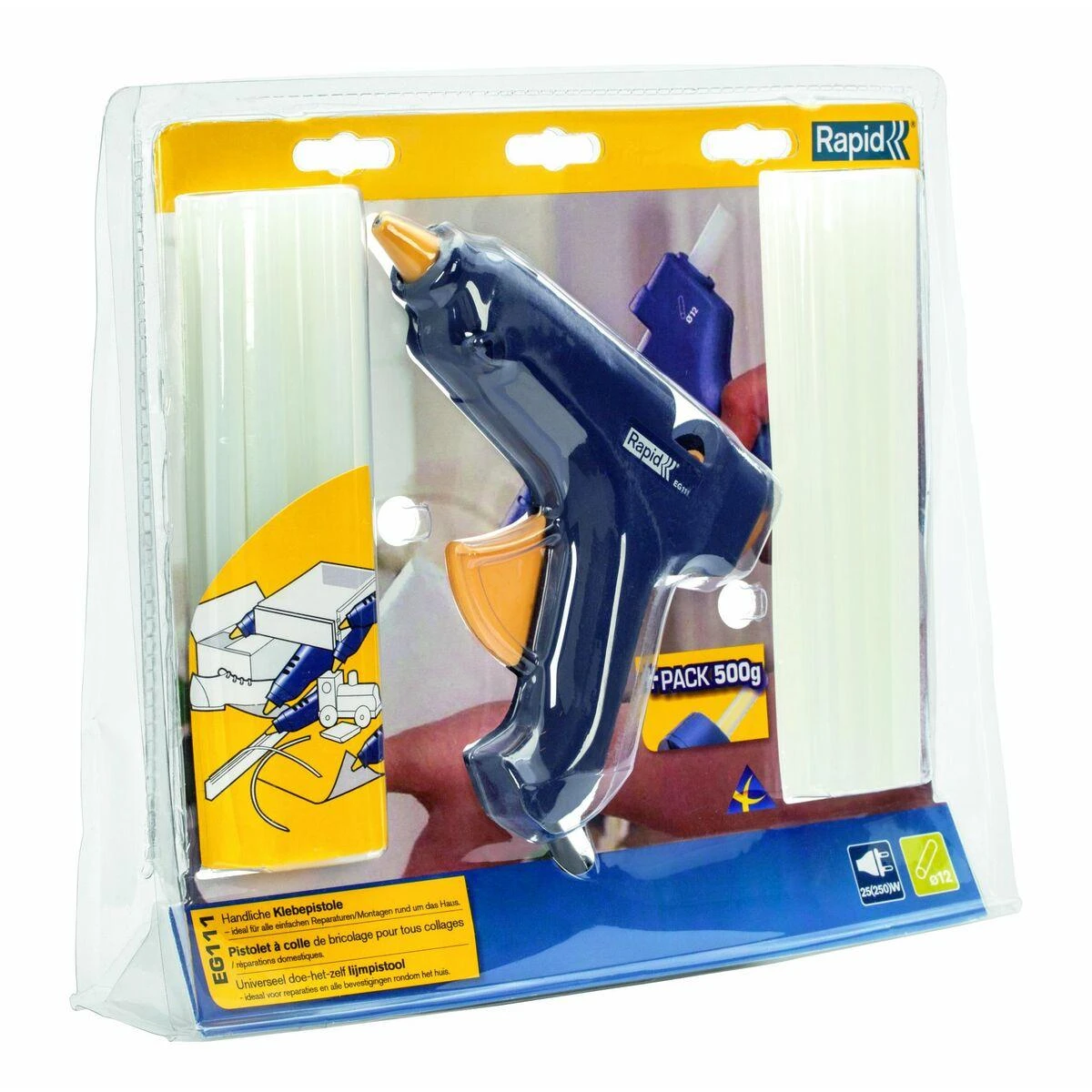 Klijų pistoletas EG111 + 500g klijų, Rapid