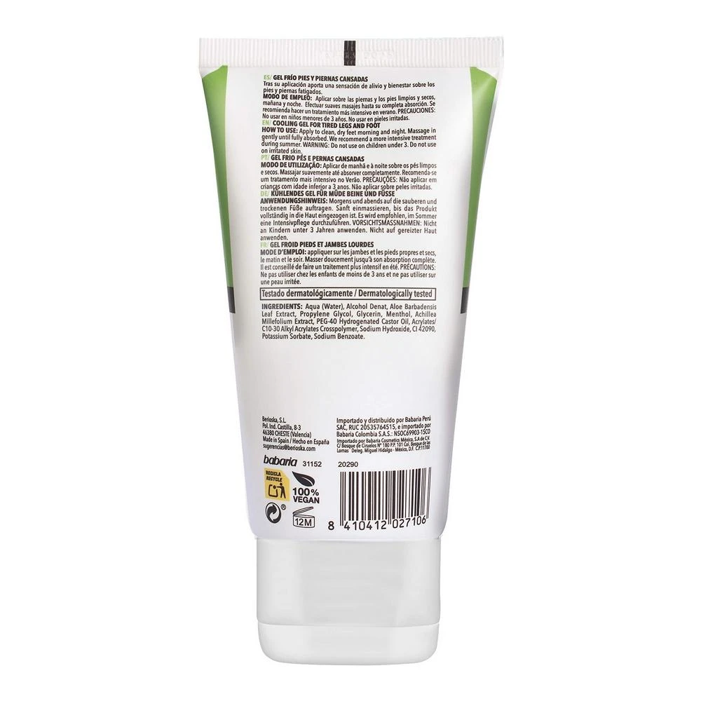 Babaria šaldantis gelis pavargusiom kojom, 150ml