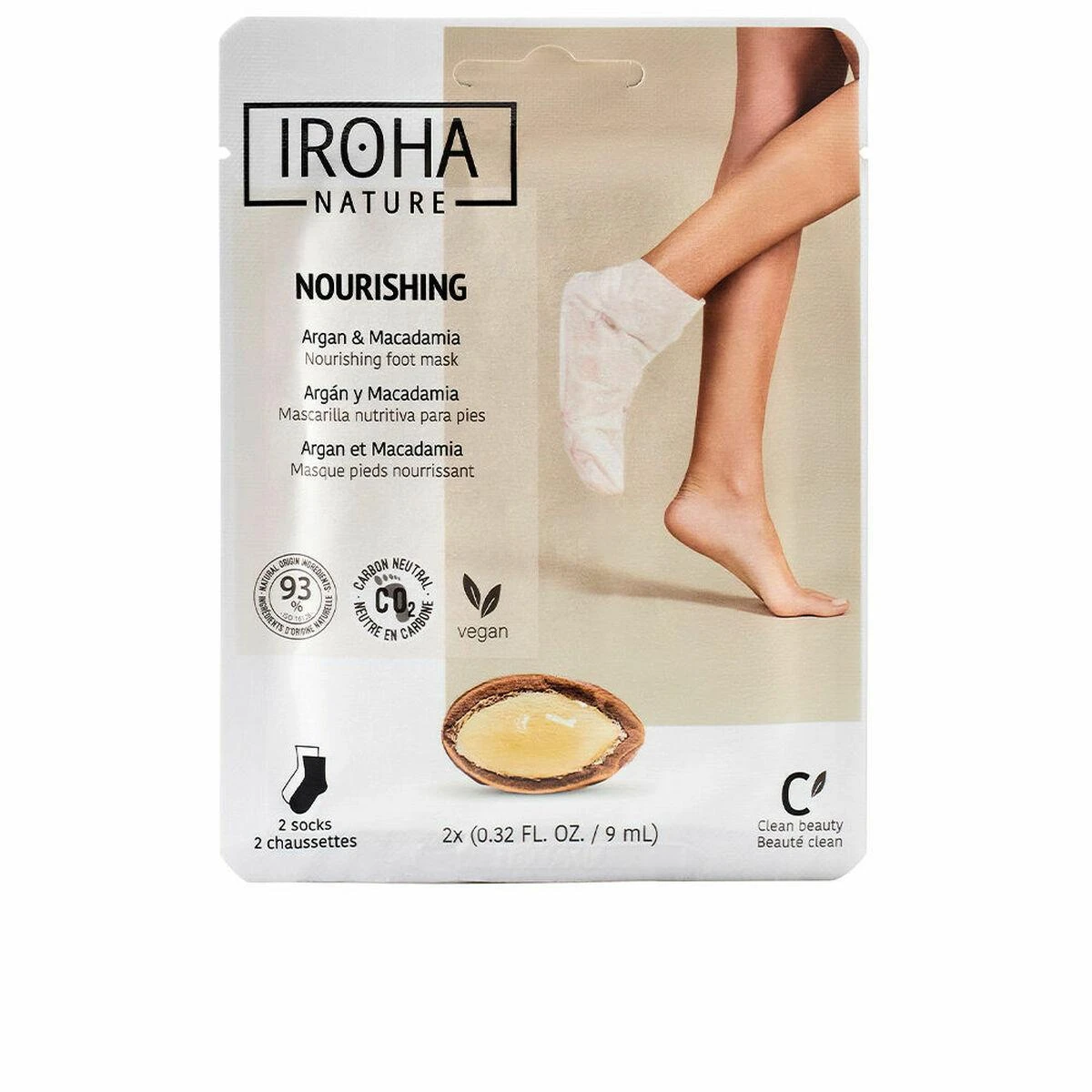 Profesionali kaukė pėdoms Iroha Professional Foot Socks Mask Argan & Macadamia su argano ir makadamijos aliejais, 1 pora