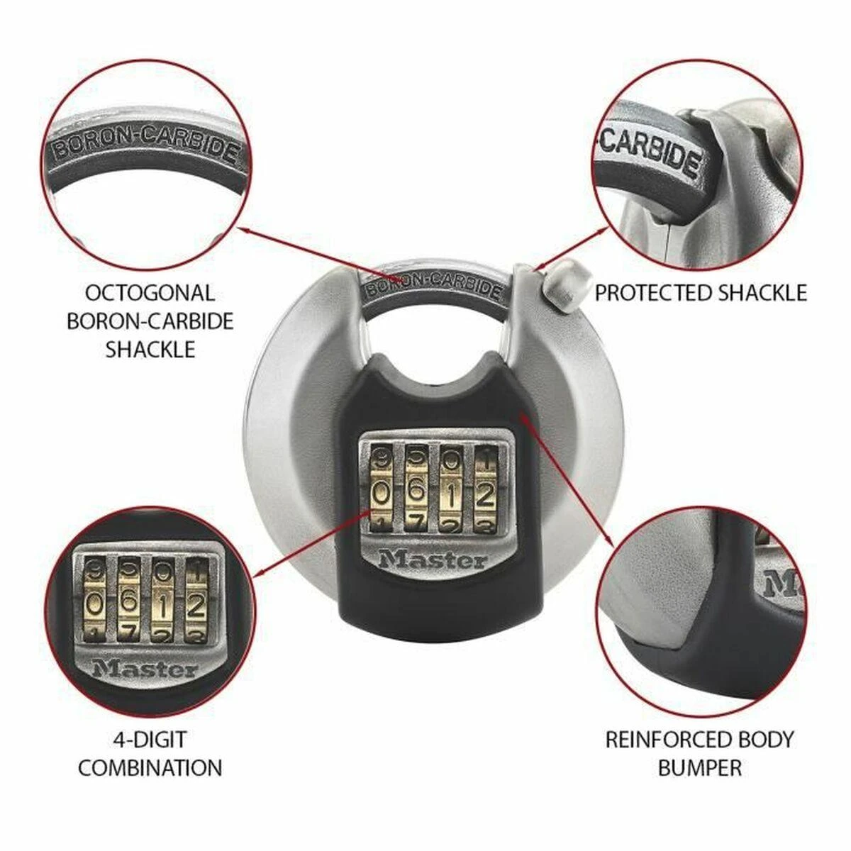 „Master Lock Disc“ kombinuotas užraktas iš nerūdijančio plieno M40EURDNUM