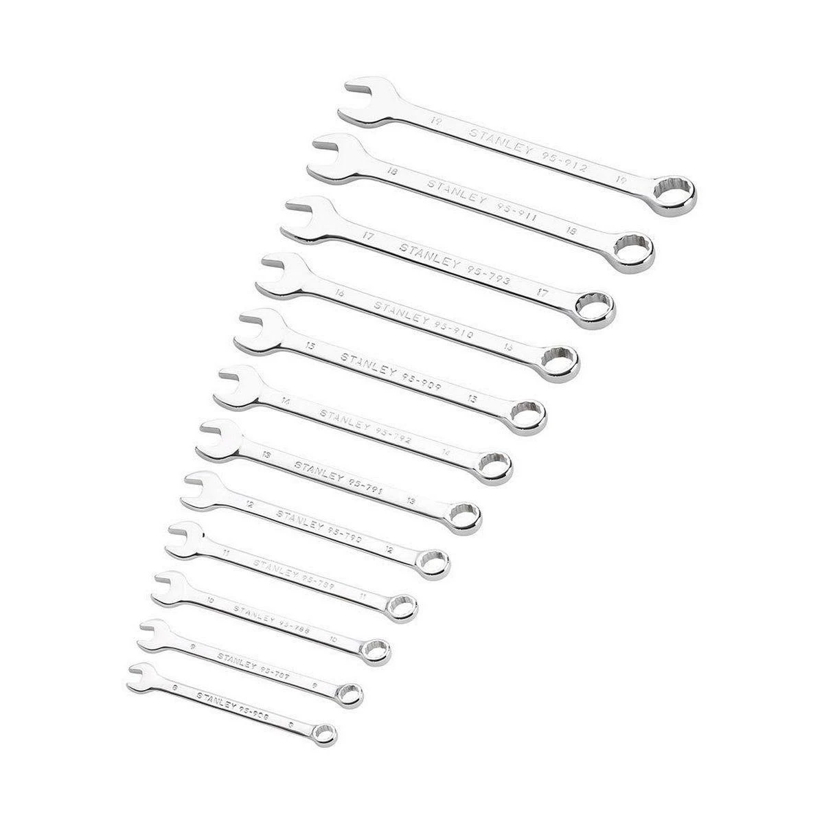 Stanley plokščių dvikilpių veržliarakčių rinkinys 12 vnt 8-19 mm