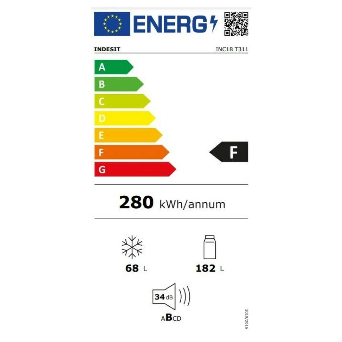 Įmontuotas Šaldytuvas - Indesit T311 250 L Baltas