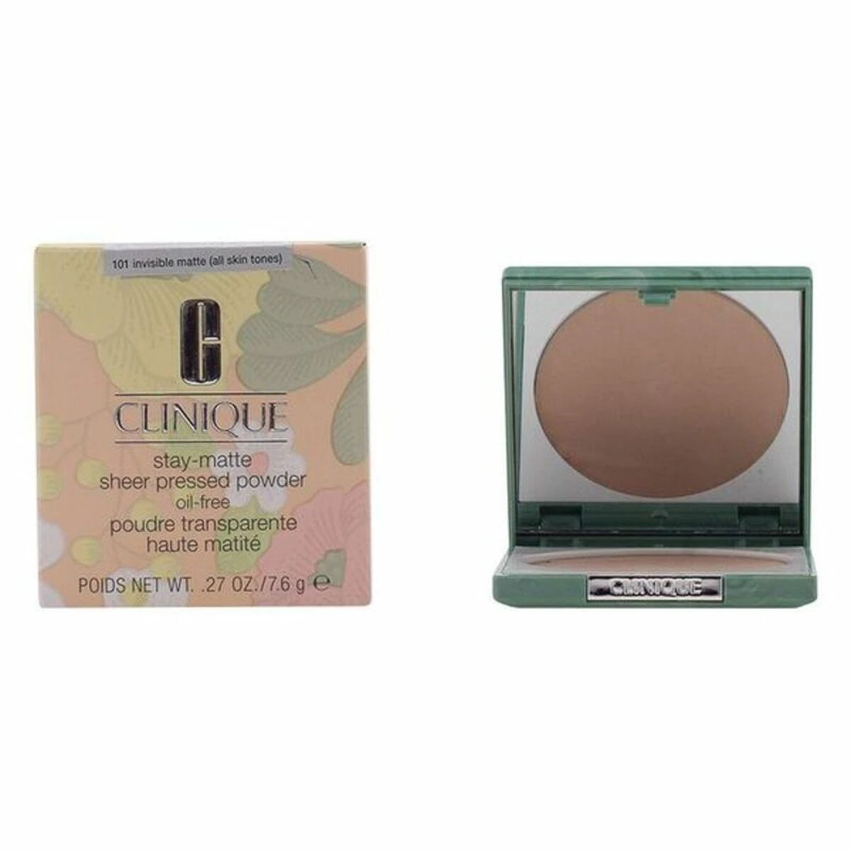 Clinique Stay Matte Sheer Pressed Powder kompaktinė pudra, atspalvis: 03 Stay rusvai gelsvas, 7.6 g
